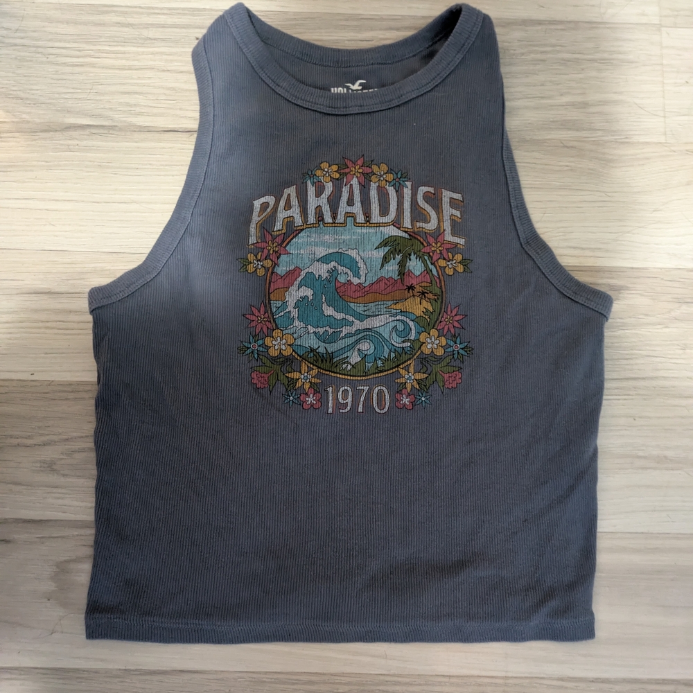 Hollister Gray Paradise Graphic Tank Top
